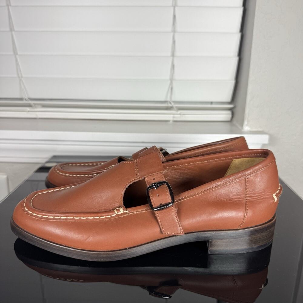 Everlane Brown The Mary Jane Loafers in Brown Leather Size 9 Buckle Strap